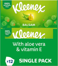 Kleenex Balsam Facial Tissues - Pack of 12 Tissue Boxes - Balm Tissues Protect and Soothe Your Nose when You've Got a Cold - Balmcare with Aloe Vera, Vitamin E and Calendula