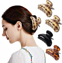 4 PCS Hair Claw Clips, VEGCOO Medium Acrylic Hair Jaw Clips Non-slip Claw Cratch Strong Hold Hair Clamp, Hair Styling Accessories for Women and Girls Thick Thin Hair (4  Tortoiseshell Claw Clips)