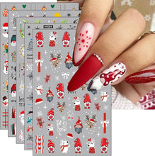 JMEOWIO 10 Sheets Christmas Nail Art Stickers Decals Self-Adhesive Snowflake Xmas Winter Holiday Cute Nail Supplies Nail Art Design Decoration Accessories