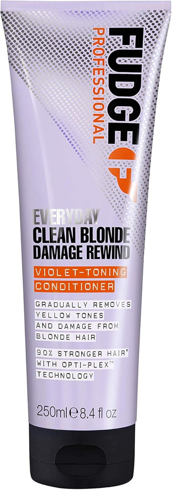 Fudge Professional Everyday Clean Blonde Damage Rewind Conditioner, Daily Purple Toning for Blonde Hair, Bond Repair Technology, 250 ml