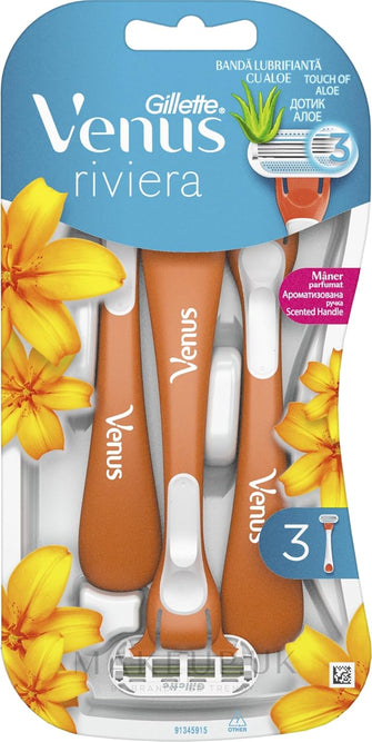 Gillette Venus Riviera Women's Razors, 1x3 Pack Women's Disposable Razors