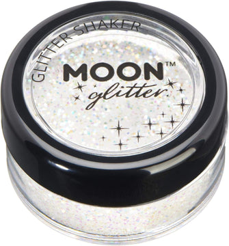 Iridescent Glitter Shakers by Moon Glitter - White - Cosmetic Festival Makeup Glitter for Face, Body, Nails, Hair, Lips - 5g