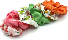 Pack of 6 Scrunchies Fruit Print & Satin Ladies Girls Hair Accessories Bobbles