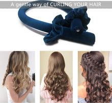 Heatless Curling Rod Headband, No Heat Wave Hair Curlers for Long Medium Hair, Soft Rubber Silk Ribbon Lazy Sleep Curlers for Overnight DIY Hair Styling Tools (Sapphire Blue)