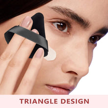 2 Pcs Powder Puff Face Triangle Make Up Sponges Soft Reusable Triangle Sponges with Strap for Loose Body Eyes Cosmetic Foundation Wet Dry Beauty Makeup Tool Puffs Setting Cushion Large Soft,Black