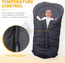 Orzbow Universal Footmuff for Pushchair,Winter Cosy Toes for Pram Liner,Waterproof Windproof Warm Polar Fleece Lined for Newborn Stroller (Black)