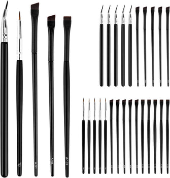 30pcs Eyeliner Eyebrow Brush, Fine Flat Slanted Angled Eyeliner Brushes Soft Fiber Eyebrow Brushes Thin Eye Liner Brush for Detailed Precision Eyeliner Makeup Brush Set