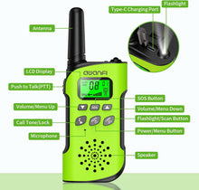 AWANFI Walkie Talkies for Kids Rechargeable, Long Range Walkie-Talkie with Li-Ion Battery, 2 Way Radios, Walky Talky with Flashlight,VOX,USB-C Cable, for Outdoor Camping, Kids Toy for 3-12 Years Old