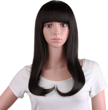 MapofBeauty 20 Inches/50cm Flat Bangs and Straight Hair Slightly Curled Wig (Black)