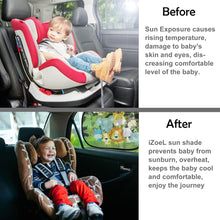 iZoeL Car Sun Shade for Baby Kids 2 PCS Static Cling Side Window Car 80GSM Animals Cars Rear Sunshades Universal with 8 Suction Cups and Storage Bag - Sun Glare and UV Rays Protection