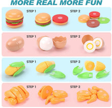 KaeKid 70PCS Kids Pretend Play Food Sets for Children Kitchen Toys, Cutting Vegetable Fruit Pizza Food Toy Kitchen Accessories with Basket,Gift for Kids Girls Boys 3+ Years Old