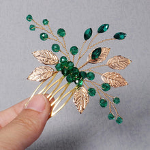 BSLVWG Wedding Hair Comb, Bride Green Flower Wedding Hair Vines Silver Crystal Hair Piece Bridal Hair Accessories for Women and Girls