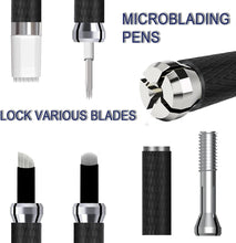 Microblading Pens 5 Piece Light Manual Tattoo Eyebrow Pens for Permanent Makeup Supplies Durable Aluminum Pen with Lock-Pin Tech Tattoo Microblading Pens (Black