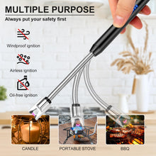 Electric Candle Lighter Long Reach Rechargeable USB C Lighter Electronic Arc Plasma Lighter with Long Flexible Neck for Candles, BBQ, Camping, Grill-(Black)