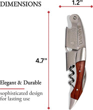 Barvivo Wine Opener with Foil Cutter and Cap Remover - Double Hinged Corkscrew for Bartenders - Stainless Steel Wine Key for Easy Bottle Opening - Manual Wine Bottle Opener - Rosewood, 12x1.5x3 cm