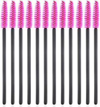 50 PCS Disposable Eyelash Brushes Mascara Wands Eye Lash Eyebrow Applicator Cosmetic Makeup Brush Tool Kits (black-rose)