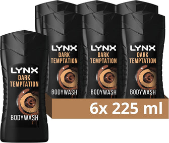 Lynx Dark Temptation 12 hours of irresistible smell Shower Gel 6 x 225 ml