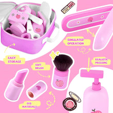 GAGAKU Wooden Makeup Set Kids Pretend Makeup Sets Wooden Toy Kit Montessori Fake Makeup Play Dress Up Kit with Hair Dryer Mirror for Toddler Children Little Girls Perfume Gifts Ages 3 +