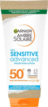 Garnier Ambre Solaire SPF 50+ Sensitive Advanced Sun Cream, For Sensitive Skin, Water Resistant & Non-Greasy Sunscreen, SPF 50 UVA & UVB Protection, Approved by Cruelty Free International, 175ml