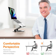 GRIFEMA Laptop Stand for Desk, Foldable Laptop Riser with 360 Swivel Base, Adjustable Height & Angle, Ventilated Computer Stand Compatible with MacBook Air/Pro, Dell, and 11-17.3" Laptops - Black