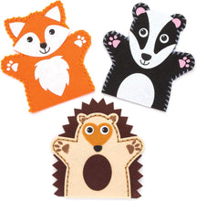 Baker Ross AR637 Woodland Animal Hand Puppet Sewing Kits (Pack of 4) for Kids Arts and Crafts