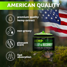 Hemp Cream - Maximum Strength - Great for Joints, Back, Neck, Elbows - Natural Formula - 4 oz