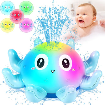 Jiosdo Baby Bath Toys, Octopus Spray Water Light Up Bath Toys, Automatic Induction Water Toys, Bath time shower Bathtub toys Gifts for Toddlers Girls BoysBlue