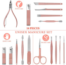 Manicure Set Glamour Gaze Manicure Pedicure Kit Nail Clippers 16 in 1 Professional Stainless Steel Cuticle trimmer Grooming Kit for Men Women with Storage Travel Case