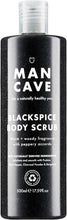 ManCave Blackspice Body Scrub 500ml for Men, Warm & Woody Aroma, Exfoliate & Cleanse Skin with Pumice and Charcoal Powder Scrub, Natural Formulation, Vegan Friendly, Made in England