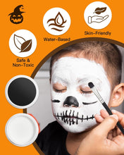 Lictin Halloween Clown Makeup Kit - White Black Red Face Body Paint + Fake Blood Gel, Water Activated Face Paint Kit for Adults, SFX Joker Zombie Vampire Skeleton Makeup Kit with Brushes & Sponges