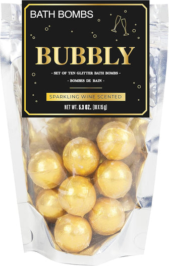 Gift Republic Sparkling Wine Scented Gold Bath Bombs, 10-Pack