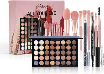 FantasyDay All-in-one Makeup Set Gift Surprise  Full Makeup Kit for Women Multipurpose Essential Starter Bundle Include Eyeshadow Palette Lipstick Blush Concealer Face Powder Eyeliner Mascara Brush