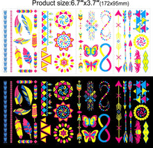 HOWAF 20 Sheet Neon Temporary Tattoos, Neon Tattoos Glow In The Dark Tattoos UV Tattoos Neon Waterproof Tattoo Stickers Fake Tattoos Glow In The Dark Tattoos for Kids Adults Women Girls Face Body Art