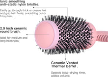 Large Ceramic Round Brush for Blow Drying, 2.9 Inch Professional Roll Thermal Barrel Hairbrush for Women Styling, Blowout,Curling, Blowdry Medium to Long Wavy or Curly Hair -Pink