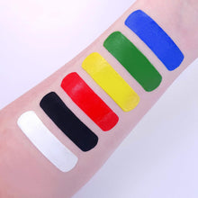 Face & Body Paint with Brush Applicator by Moon Creations - Water Based Face Paint Makeup for Adults, Kids - 15ml - Available in 16 colours (Primary Set)