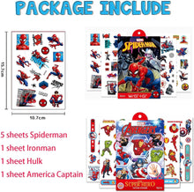 8 Sheets Marvel Avengers Tattoo Stickers, 120+ Superhero Patterns Temporary Fake Face Body Tattoo Stickers for Spider Man Iron Man Hulk Captain America Favors Party Kids Boys School Rewards Gifts