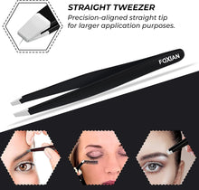 Foxian Tweezers for Facial Hair Women Stainless Steel Eyebrow Tweezers Slanted Tip for Accurate & Precise Grooming of Eyebrows Professional Tweezers for Men