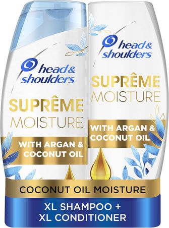 Head & Shoulders Supreme Moisture Anti-Dandruff Shampoo and Hair Conditioner Set For Dry Damaged Hair, Dandruff Scalp Treatment With Argan & Coconut Oil, XL VALUE PACK, 990 ml (Pack of 2)