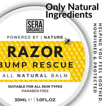 Natural Aftershave Razor Bump Balm With Tea Tree & Hemp Seed - After Shave Repair Balm for Ingrown Hairs & Razor Burns (30ml) By Sera Organics