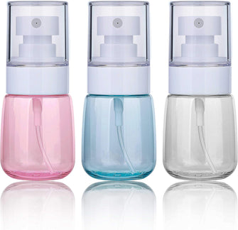 Fine Mist Spray Bottle Refillable Travel Clear Container, Plastic Empty Makeup Water Bottles Sprayer with Air Press Pump 30ml/1oz for Toiletry Cosmetic Skincare Cleaning 3 Pack