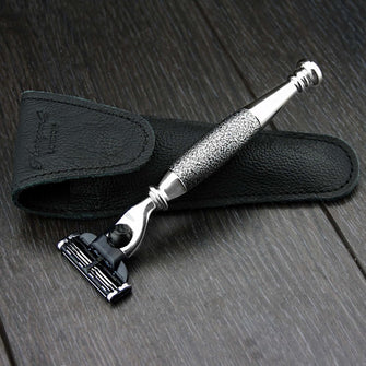 Haryali London 3 Edge Beard and Mustache Shaving Razor with Leather Pouch Perfect for Clean Shave