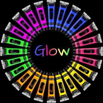 NewWay Glow in the UV Dark Body Paint Luminous Neon Paint, 1 FL.Oz x 24 Pcs in 6 Colors Party Supplies Black light Paint Water Soluble UV Light Makeup for Party Cosplay