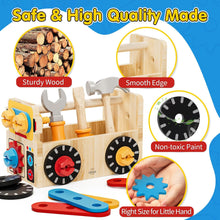 Lehoo Castle Wooden Kids Tool Set - Wooden Montessori Toys for 2 3 4 Year Old, Educational Role Play Construction Toys Tool Box Bench for Toddler Boys Girls