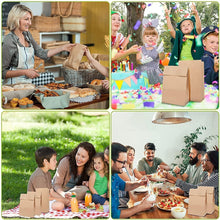 Gaoyong 100 Pieces Brown Paper Bags 12 x 7 x21.5 cm - 70 g./m2 with 100% Pure Kraft Paper for Grocery, Snack, Lunch, Birthday, Xmas Party Supplier and Wedding