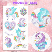 Glitter Unicorn Temporary Tattoos for Kids, Konsait Waterproof Glitter Tattoo Stickers Kit Rainbow Princess Unicorn Theme Party Birthday Party Supplies 10 sheets