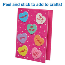 Baker Ross FX943 Candy Heart Foam Stickers - Pack of 150, Valentines Day Stickers for Crafts