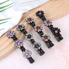 Hair Clips for Women Girls, 4 Pieces Braided Hair Clips, Sparkling Crystal Stone Hair Bands Double Layer Hair Clips, Flower Side Hair Clip Pearl Hair Clip for Girls