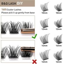 Cluster Lashes B02+B01 Mixed Tray B&Q Lash Clusters D Curl Individual Lashes DIY Lash Extensions Eyelash Clusters Volume Wispy Lashes Cluster Eyelash Extensions Personal Makeup Use at Home(B02+B01)