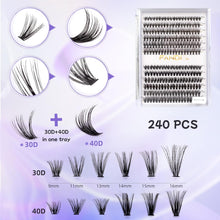 240 Pcs Individual Lashes Cluster Lashes,30D+40D D Curl 9-16Mix Lash Clusters Soft Eyelashes False Eyelashes DIY Lash Extension At Home (30D+40D-0.07D,9-16mix)