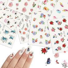 Nail Stickers Flowers, BOLASEN 48 PCS Water Transfer Nail Art Stickers for Manicure Tips Decor, Nail Decals, Butterfly, Feather Pattern Mixed for Fake Nail Art Designs, Women Girls Kids Nail Stickers